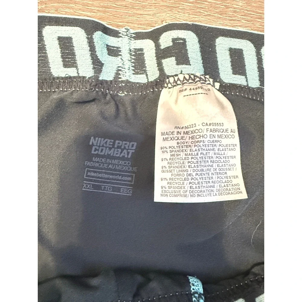 Nike‎ Pro Combat Compression Tights Mens XXL Black Teal Dri-FIT Leggings Pants